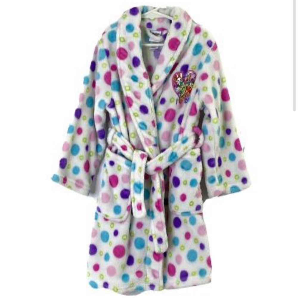 Shopkins kids super soft fuzzy polka dot bathrobe